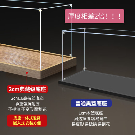 Lingzhi acrylic display box suitable for LEGO 21357 Pixar small desk lamp building block model toy storage dust cover walnut color bottom reinforced version