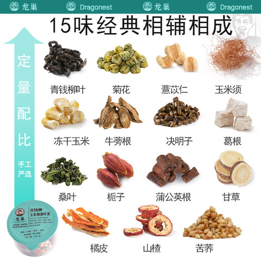 龙巢糖压脂人喝青钱柳叶玉米须桑叶茶牛蒡根山楂养生茶 1盒 500g 30罐