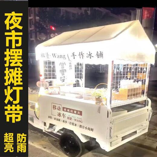 百幻BAIHUAN12V48v60v72v灯带摆摊夜市低压led灯摆地摊灯带防水三轮车电动车 夹子头12V[单独一块电瓶] 柔和暖黄1米[非防水]