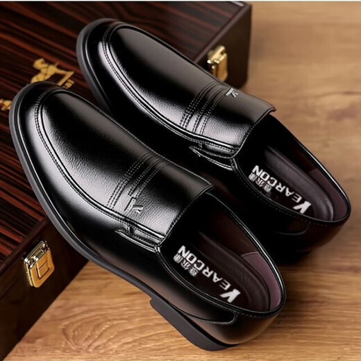 YRC Yierkang Leather Chaussures Business Business Business Mens Formel USEMENTS MENS SOLIP SOME SOLD SOLD SOP SOft Cuir d'âge moyen et de papa âgée 6626 Black 42