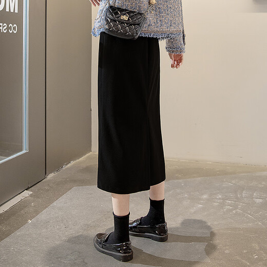 Sibaishe Slit Skirt 2025 Autumn New Women's Fashion Simple Loose Slim Midi Skirt