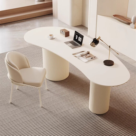 Xisizhe Medical Beauty Consultation Desk for Reception and Negotiation Beauty Salon Desk Home Modern Simple Internet Celebrity Light Luxurious Slate Desk Single Table Off-White Legs 120/60/75CM Pure White