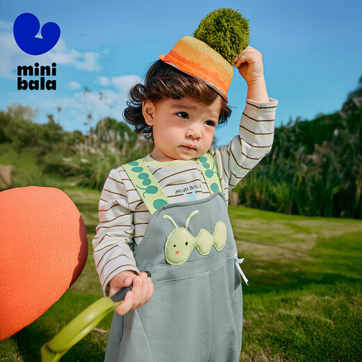 
Mini Bala overalls suit for boys and girls babies moisture absorption and quick dry cute fun T-shirt two-piece set spring new products