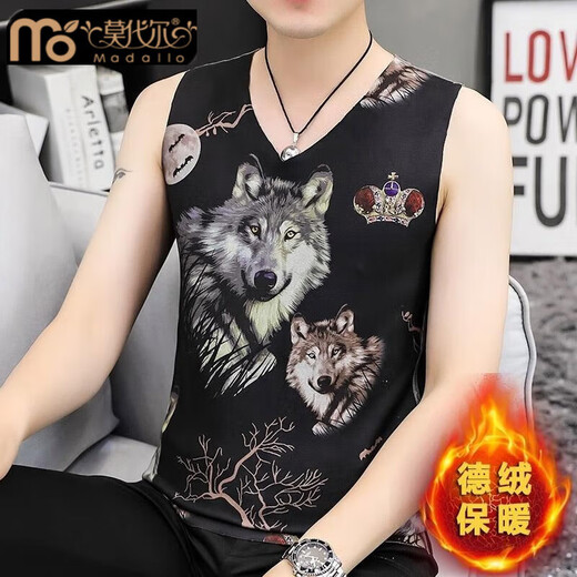 Modalde Velvet Warm Vest pour hommes en automne et hiver 2025 Nouveau style Inside Wear Base plus Velvet pour le style sans chaleur pour hommes 9913 L 100-125Jin [Jin est égal à 0,5 kg]