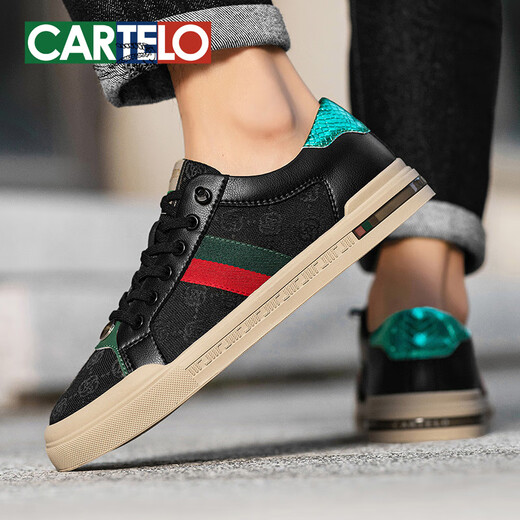 CARTELO Shoes Men's Low-top Light Luxury Sports Board Shoes Men's Trendy and Versatile Casual Shoes Men's Summer Students' Men's Shoes Black-Trendy and Versatile-7375K 43 Standard Sports Shoes Size
