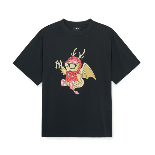 MLB male and female couples summer Year of the Dragon cartoon T-shirt stars same style short-sleeved spring and summer 3ATSQ0141-50BKS-M