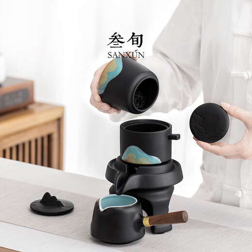 Thirty-year-old remote mountain automatic Kung Fu tea set household high-end light luxury lazy tea artifact teapot gift box