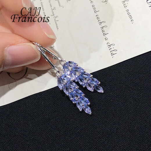 CAJJ Francois 2.30 carat tanzanite earrings for women, natural colored gems, jewelry gemstones, 925 silver inlay, tanzanite earrings