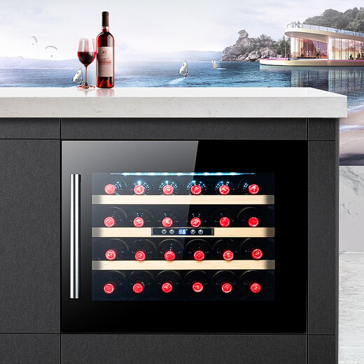 BAIKAILUN built-in wine cabinet red wine cabinet home kitchen and bathroom built-in wine cabinet small beverage tea wine foreign wine refrigerated thermostatic cabinet 0.88 meters丨Glass model 43 bottles Thin model
