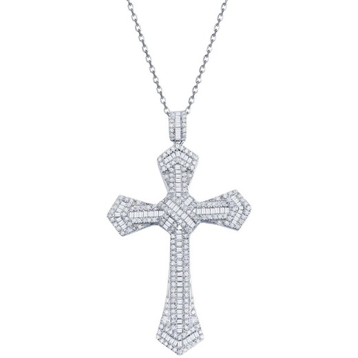 Guanpuge pt950 platinum cross necklace PT950 imported D color moissanite T square full diamond single pendant silver plated platinum T square cross necklace