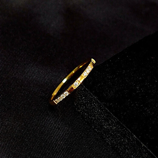 Red shadow gold-plated 18k gold 9 small diamond transfer ring stacking simple and plain beauty number 5