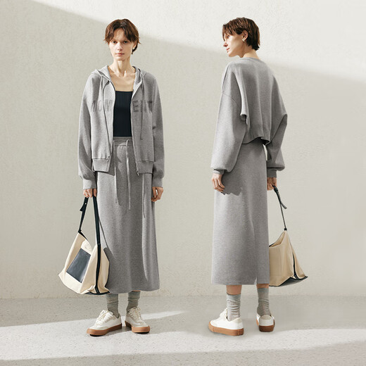 Maimeng MM mall same style chasing shirt 24 spring new arrival light gray casual sweater jacket for women 5F2130731 light gray skirt 5F2140831 M