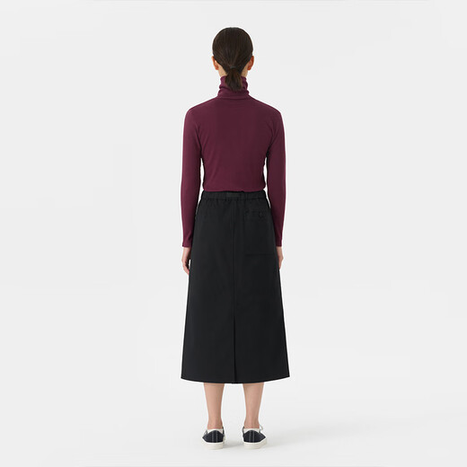MUJI women's mercerized twill narrow skirt long skirt women's autumn skirt BEY02C4A black M (160/66A)