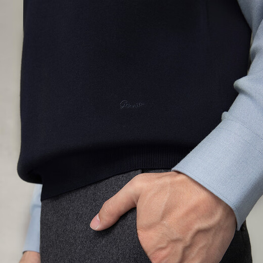 GORNIA men's wool vest pullover wool V-neck business commuting dark blue casual vest for men GBW22338110 dark blue L