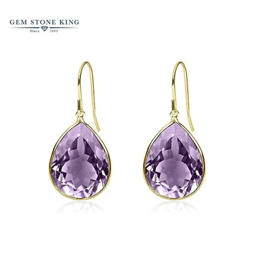GEM STONE KING 13 carat amethyst earrings 14K gold colored gemstone earrings and earrings for my wife as a Goddess Day gift 520 gifts amethyst