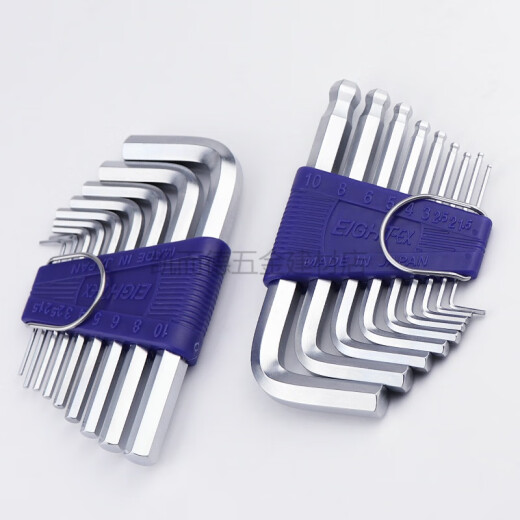 Ocho ex bailey japonés estándar longitud de llave hexágono de la cabeza plana cabeza hexagon llave RS/TS-679 TS-6 Diamond Head de 6 piezas Conjunto de 1.5 mm-5mm