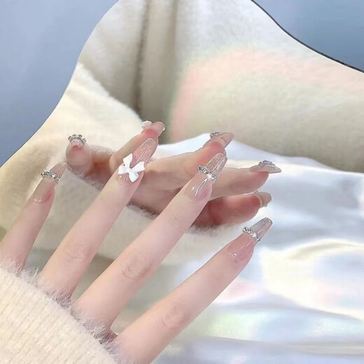 溥畔儿童穿戴甲6-12岁短款显白穿戴甲网红10岁1112小2024新短款感美假 大童6-14岁6196#贈酒精棉+c
