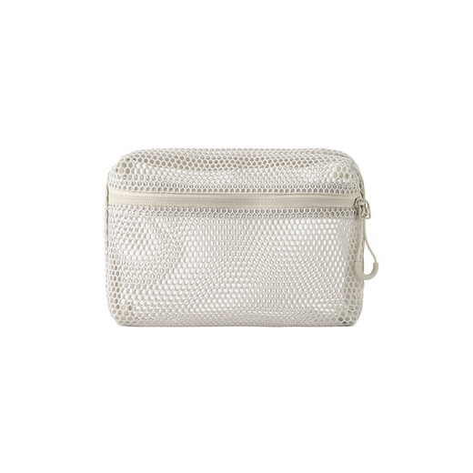 MUJI recycled polyester fiber three-dimensional mesh bag storage bag home travel toiletry bag beige/S/length 16*width 11*height 5cm