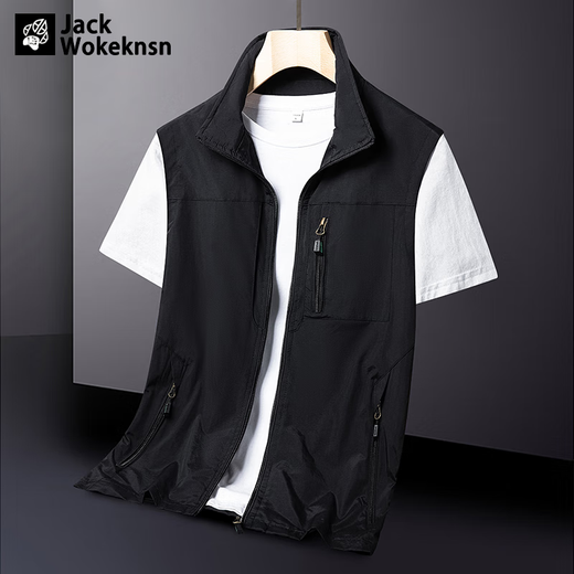 JACK WOKEKNSN Wolf Claw Cloud outdoor sports quick-drying men's vest vest breathable vest new fishing clothes tactical jacket black M