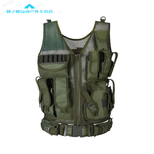 Chuangjing Yi chooses grid outdoor tactical vest live CS vest wear-resistant vest wild survival adventure equipment training Military green + equal size