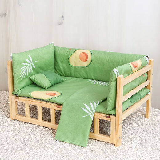 Doghouse, cathouse, solid wood dog bed, cat bed, cat bed, small and medium-sized dog bed, pet bed, regular style + bedding, avocado green M (suitable for pets within 25Jin Jin equal to 0.5kg) domestic pine wood