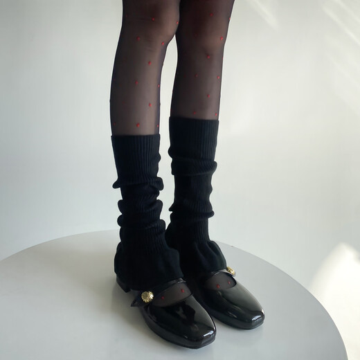 Jiefeitu's new spring and autumn ballet style girl's lace calf socks, versatile pile socks, horn gray leg covers, pink, one size fits all A112