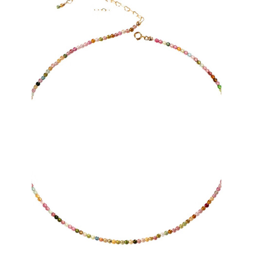Fat Donglai's same style tourmaline necklace genuine natural rainbow beaded women's 925 silver clavicle chain first-class tourmaline necklace