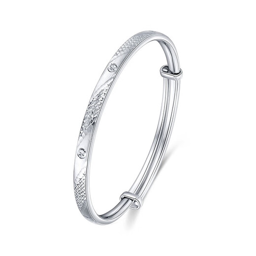 Mengjinyuan Platinum Bracelet PT950 Imitation Diamond Turn Flower Colorful Bracelet Push-Pull Style Women's Gift for Girlfriend, About 19.94g