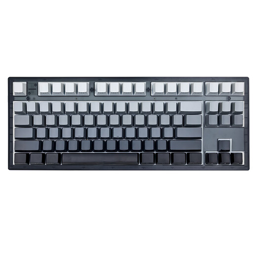 FLESPORTS MK870pro-Wired Single Mode Mechanical Keyboard Obsidian-White Blue Smoke Side Carved Keycap-Bauhinia Axle RGB Lighting Gaming Keyboard