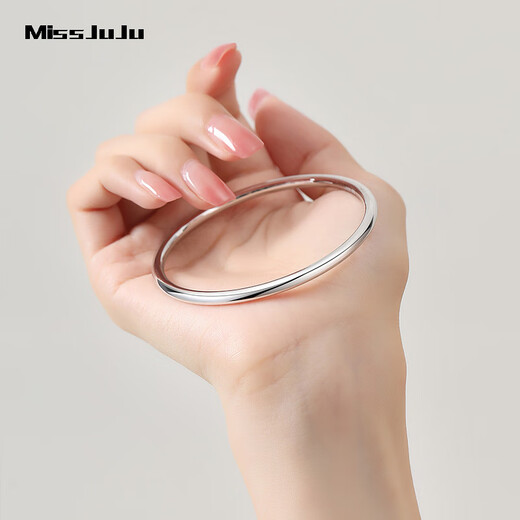 Miss JuJu platinum bracelet women's glossy pt950 platinum ring bracelet semi-solid PT950 inner diameter 60mm weight 9.91 grams thick 2.8mm