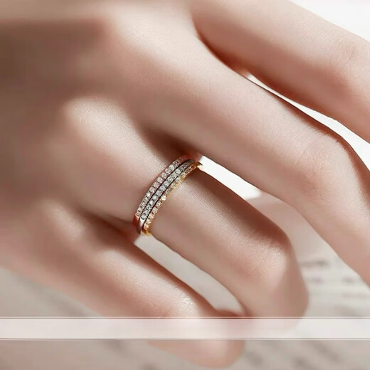 Fat Donglai's same style 18k gold broken diamond ring with row of diamonds 18 platinum yellow l gold diamond row ring gold 9 US size (counter 18-19 Hong Kong number)