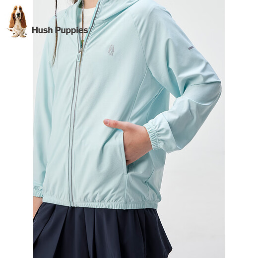 Hush Puppies UPF40+ children's clothing for boys and girls, new summer clothing, thin, elastic, comfortable and cool sun protection clothing, light mint 160 cm