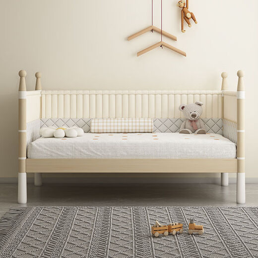 
Jierun Zhigao solid wood children's splicing bed widened bed bedroom splicing large bed with guardrail newborn small bed crib customized style B three-sided high guardrail + bed circumference + 3CM coconut brown mattress lift 60 guardrail 200*80cm (adjustable)
