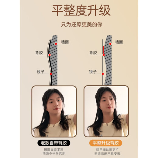 舒怡然亚克力软镜子贴墙自粘穿衣镜全身镜家用高清镜面墙上墙面玻璃落地 SQ高清-20*60CM圆角款【防爆防变