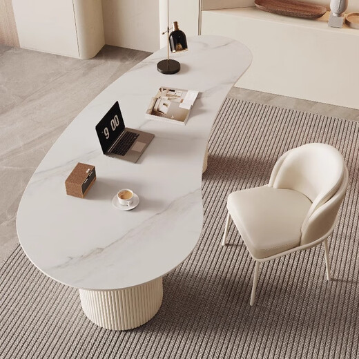 Xisizhe Medical Beauty Consultation Desk for Reception and Negotiation Beauty Salon Desk Home Modern Simple Internet Celebrity Light Luxurious Slate Desk Single Table Off-White Legs 120/60/75CM Pure White