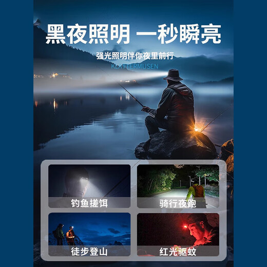 强光感应头灯夜钓鱼户外照明可充电超亮长续航头戴式手电筒电池 9900W带感应升级顶配款100mA