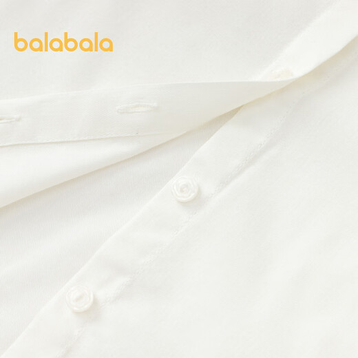 Balabala Children's Long Sleeve Shirt White Shirt Girls Clothing Autumn Cute Embroidered Lapel Top Fashionable and Versatile White 10101 100cm