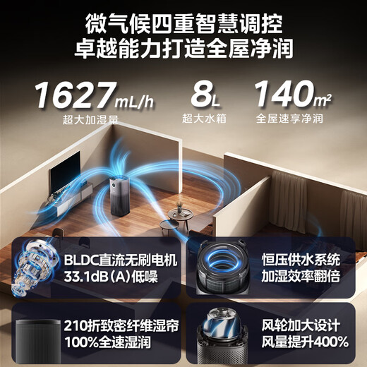 美的（Midea）无雾加湿器空气净化器一体机鼻炎家用卧室客厅小型雾化器孕妇母婴幼取暖补水礼物国家补贴SZK-U15