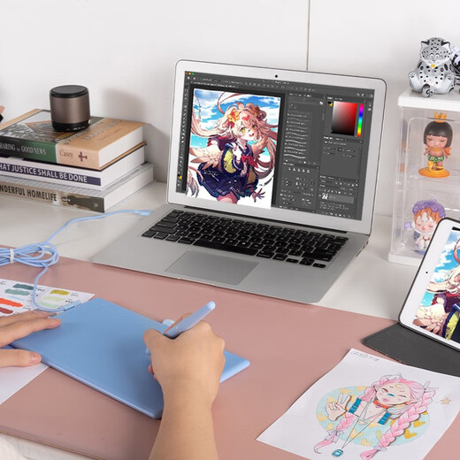 Parblo Ninos数位板绘画板 手绘板电脑绘画网课 非蓝牙手写字板可连手机 学生入门 Ninos 晴空蓝N4（标准版）