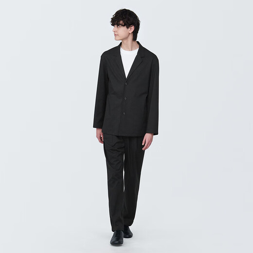 无印良品 MUJI 男式 夹克 长袖 男士外套男款春秋 西装小西服AC1W3A4S 黑色 XL(180/104A)