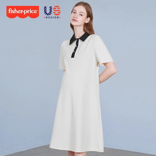 Fisher-Price (Fisher-Price) American Fisher's new summer pure cotton POLO collar dress with mid-length loose top lapel maternity dress dark gray dress L[120-140Jin[Jin equals 0.5 kg] suitable for wearing]