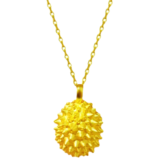 Shengli Official New Gold 9999 Pure Gold Necklace Durian Pendant Women's 18K Gold Clavicle Chain Valentine's Gift Chow Tai Fook Pure Gold Durian Approximately 0.3g+Silver Gold Plated Necklace M