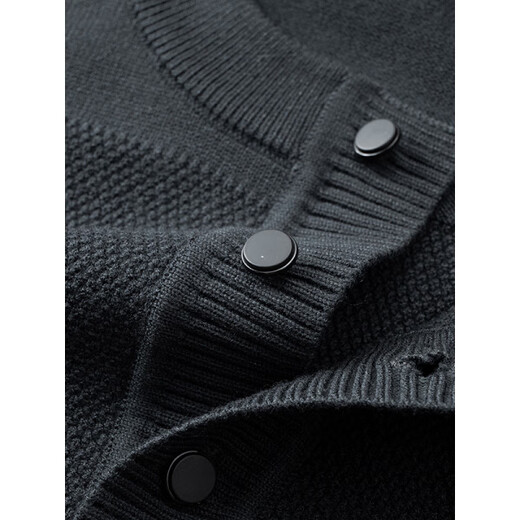 VARWANEO international first-line brand autumn and winter Henry collar sweater men's black button sweater plus fat large size loose casual black XL (120-140) Jin Jin is equal to 0.5 kg