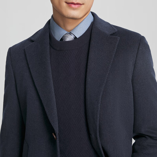 YOUNGOR Coat Men's Autumn and Winter Men's Coat Goose Down Lined Business Coat Shopping Mall Same Style Blue YYSY01N138FXA XL 180/100A