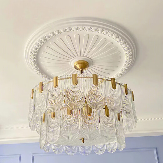 
Shantoulin Village Internet celebrity PU French lamp plate imitation gypsum chandelier base round ceiling shape decorative parquet combination lamp pool disk JM7012 diameter 121.5m