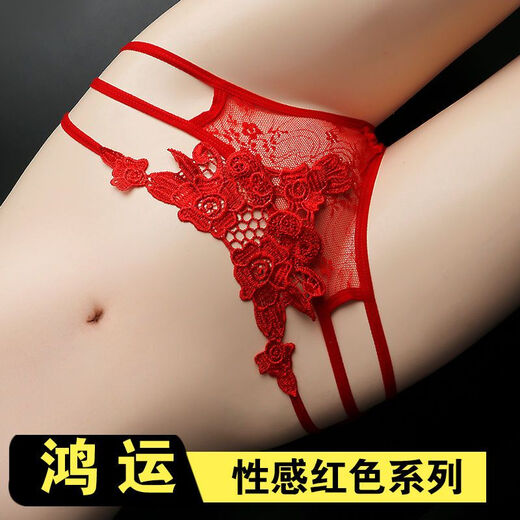 MNEA高端潮牌内裤女蕾丝低腰高弹刺绣本命年好运性感镂空薄全红新 红色983+922+562+566 4条 L