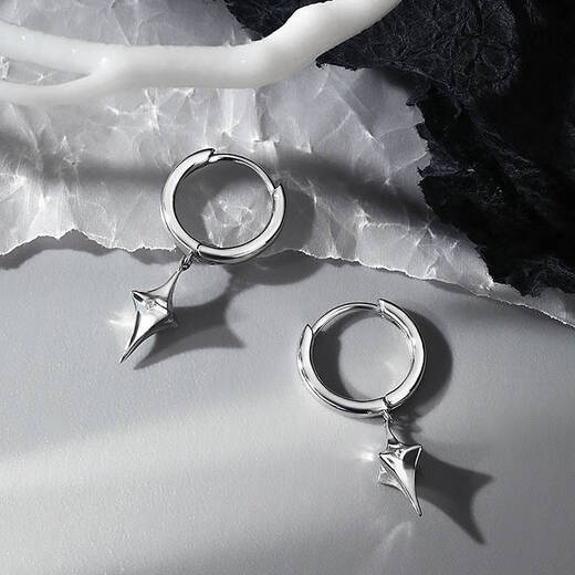 Beautifully made earrings for men, niche personality earrings, handsome earrings, simple earrings, temperament men's earrings, versatile earrings for boyfriend X063 A-star earrings, a pair