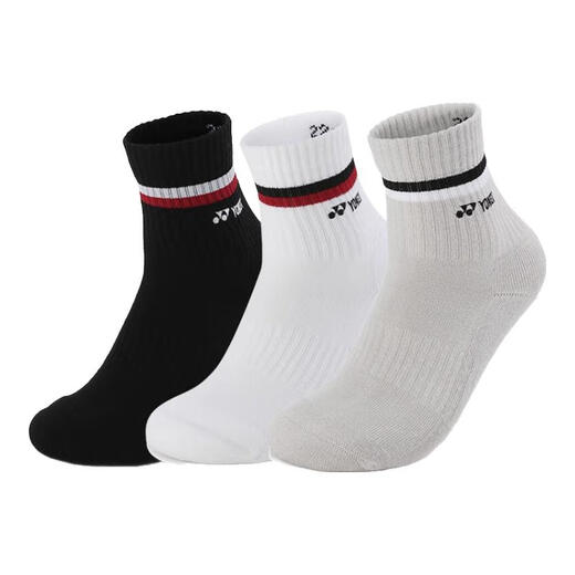 
YONEX new YY badminton socks anti-slip sports professional towel bottom thickened sweat-absorbing short sock training 3 pairs - men - 145134BCR - white