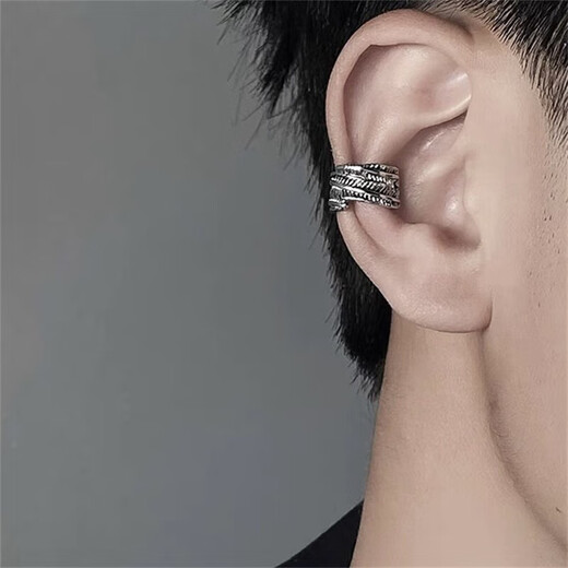 Bo Naling non-pierced ear clip niche design ear buckle men's ear bone clip National Day travel fake earrings for men earrings men's ear bone clip main picture 4-piece set