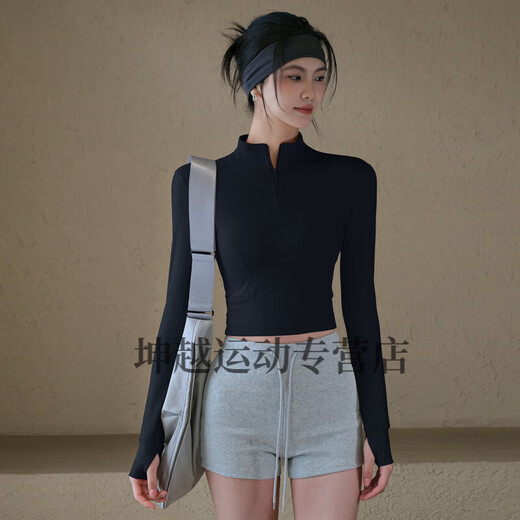 Zailu velvet warm yoga jacket for women in autumn and winter half-zip stand-up collar sports top Pilates fitness long sleeves Eggnog white velvet lining slim fit S S Recommendation 80-95Jin Jin is equal to 0.5 kg